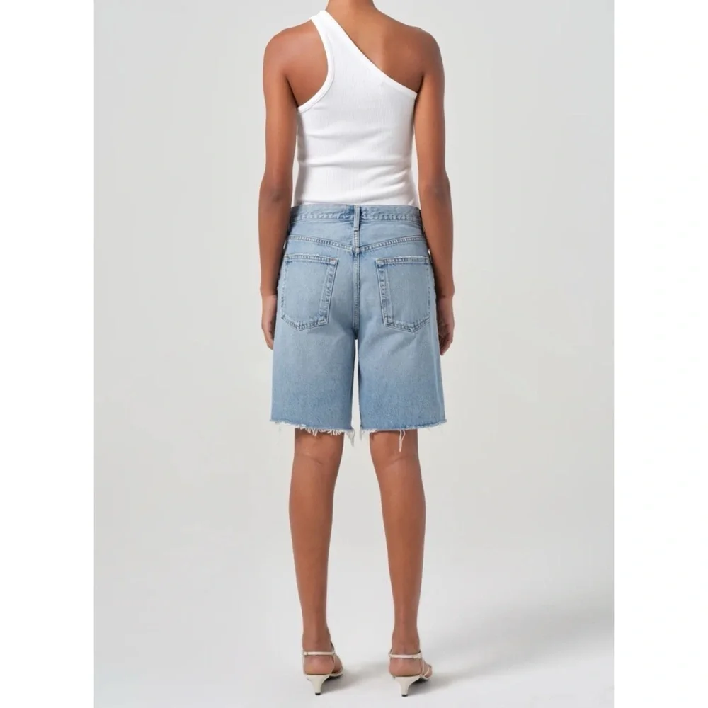 AGOLDE 90s Long Jean Shorts Blue in Force 25